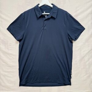 All In Motion Polo Shirt Mens M Navy Blue Short Sleeve Golf Performance Stretch